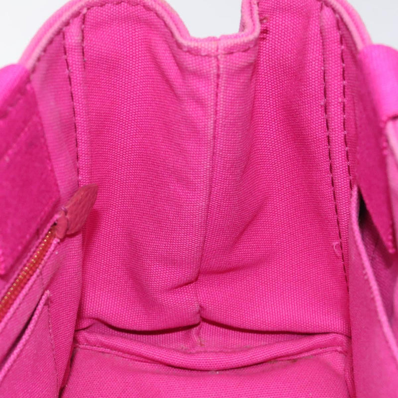 PRADA Canapa PM Hand Bag Canvas 2way Pink Gold Auth 120078