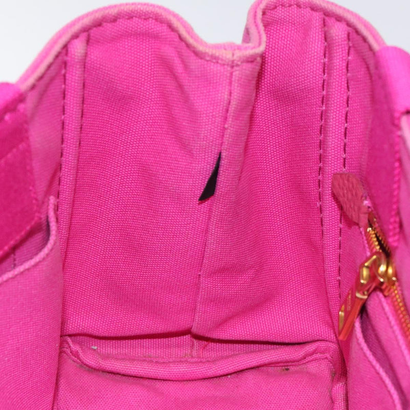PRADA Canapa PM Hand Bag Canvas 2way Pink Gold Auth 120078