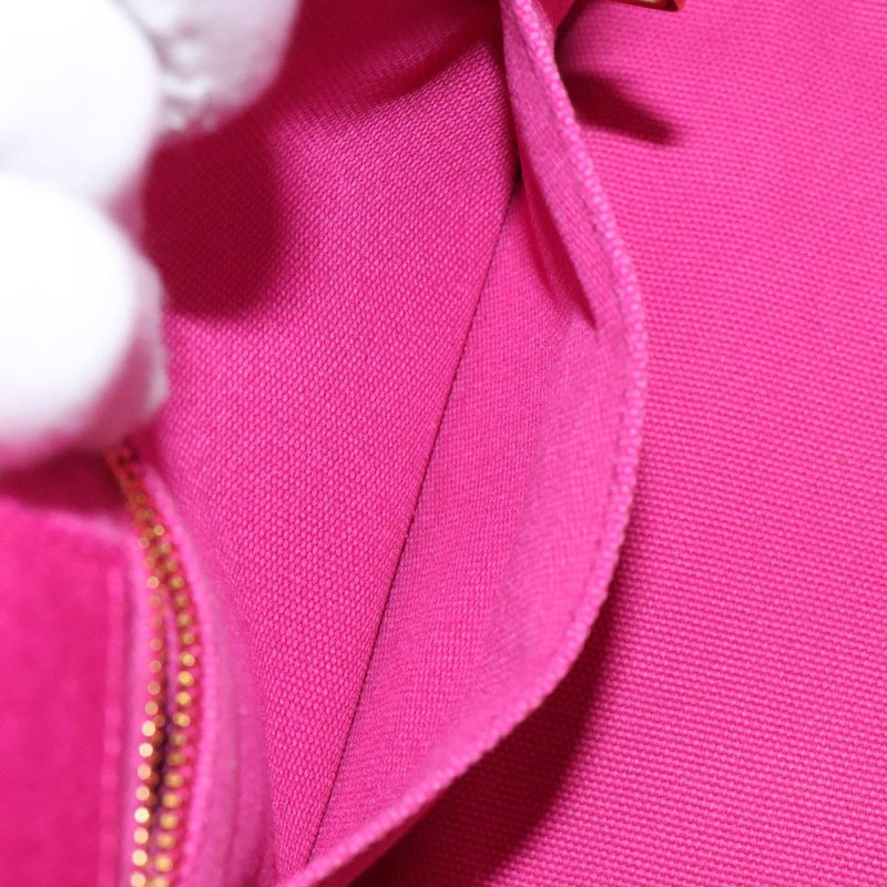 PRADA Canapa PM Hand Bag Canvas 2way Pink Gold Auth 120078