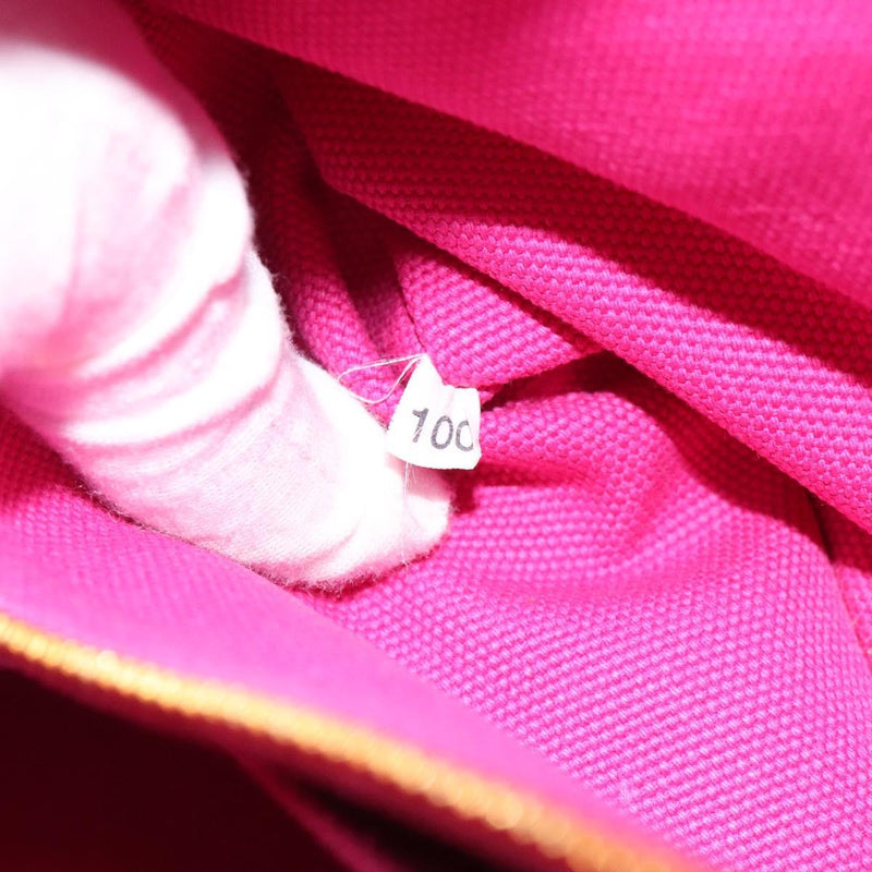 PRADA Canapa PM Hand Bag Canvas 2way Pink Gold Auth 120078