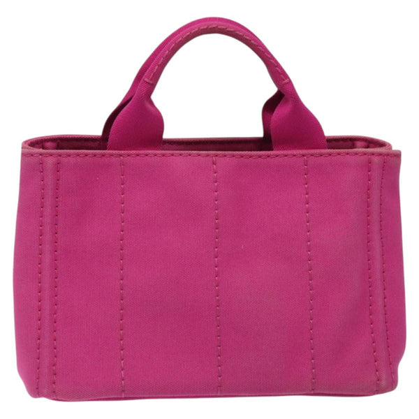 PRADA Canapa PM Hand Bag Canvas 2way Pink Gold Auth 120078
