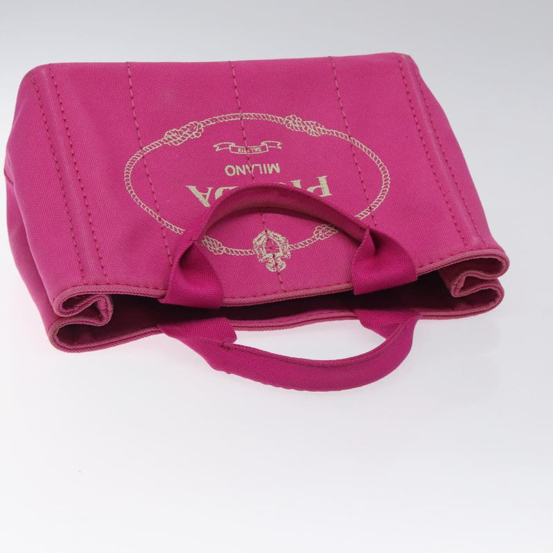 PRADA Canapa PM Hand Bag Canvas 2way Pink Gold Auth 120078