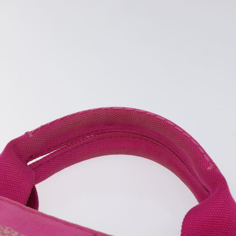 PRADA Canapa PM Hand Bag Canvas 2way Pink Gold Auth 120078
