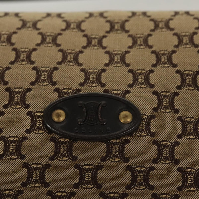 CELINE Macadam Canvas Shoulder Bag Beige Gold Auth 120107