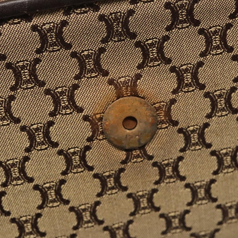 CELINE Macadam Canvas Shoulder Bag Beige Gold Auth 120107