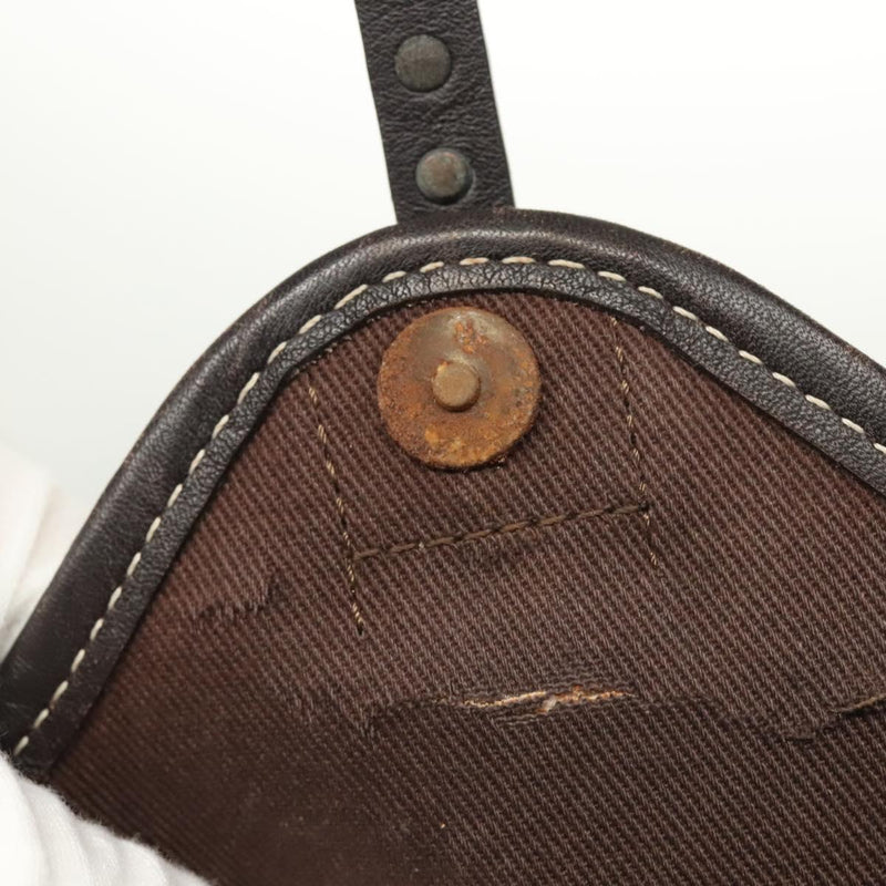CELINE Macadam Canvas Shoulder Bag Beige Gold Auth 120107