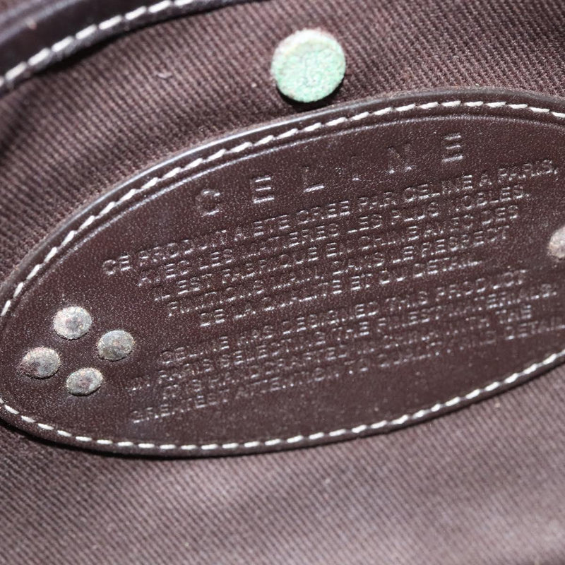 CELINE Macadam Canvas Shoulder Bag Beige Gold Auth 120107