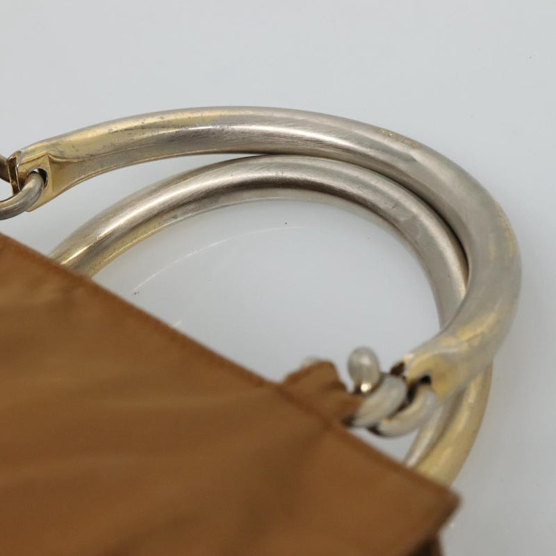 PRADA Hand Bag Nylon Brown Gold Auth 120116