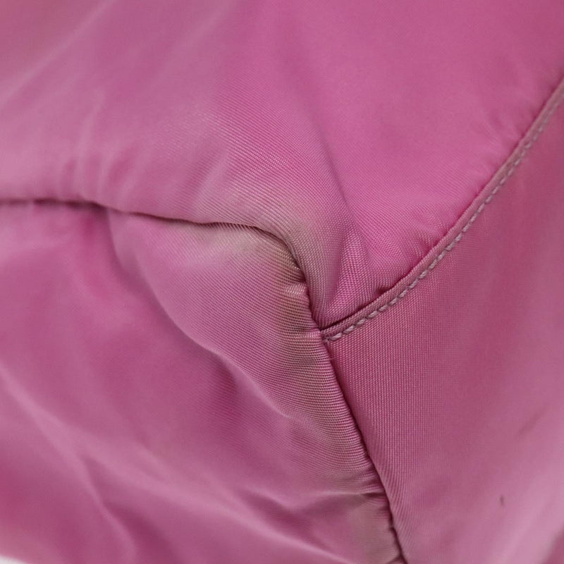 PRADA Hand Bag Nylon Pink Silver Auth 120133