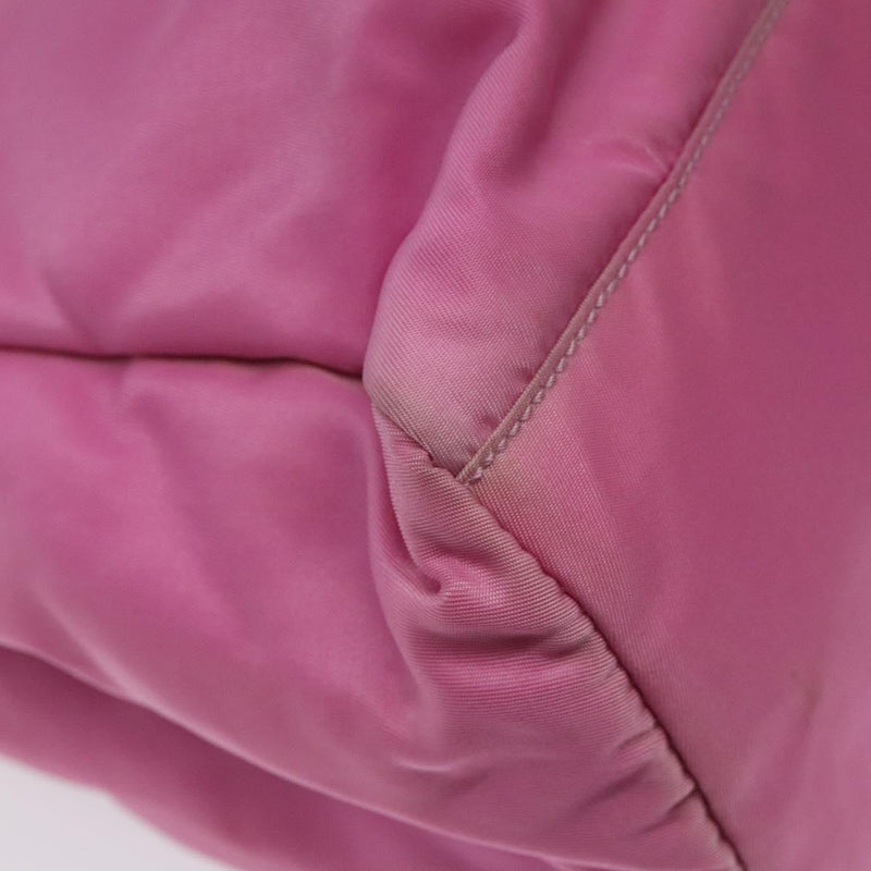 PRADA Hand Bag Nylon Pink Silver Auth 120133