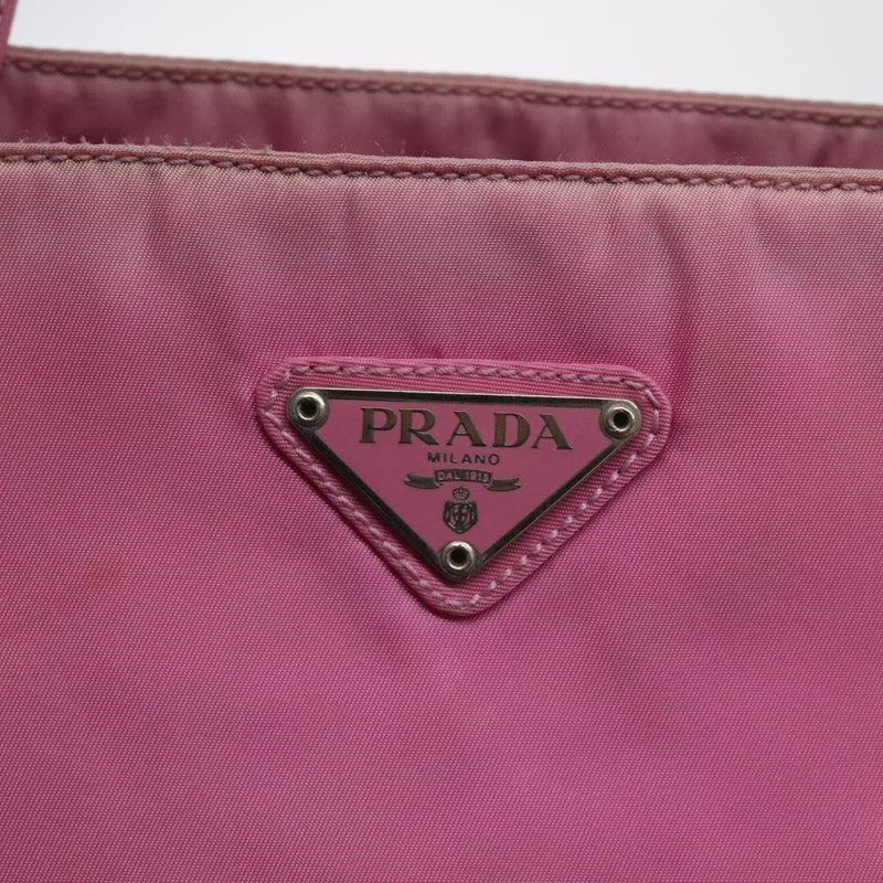 PRADA Hand Bag Nylon Pink Silver Auth 120133