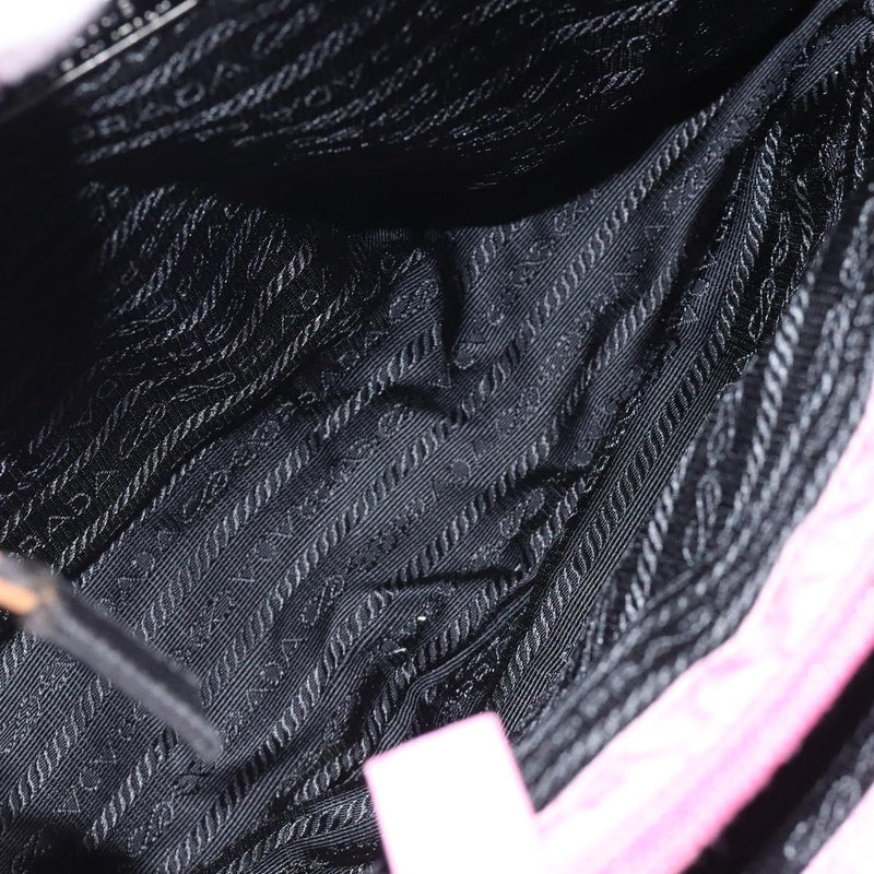 PRADA Hand Bag Nylon Pink Silver Auth 120133