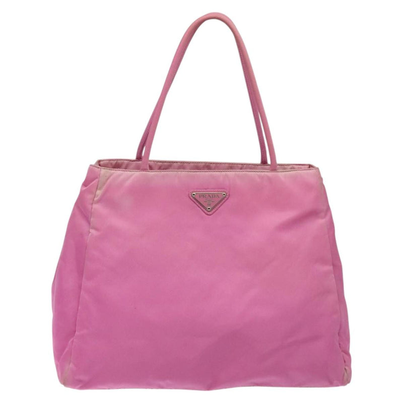 PRADA Hand Bag Nylon Pink Silver Auth 120133