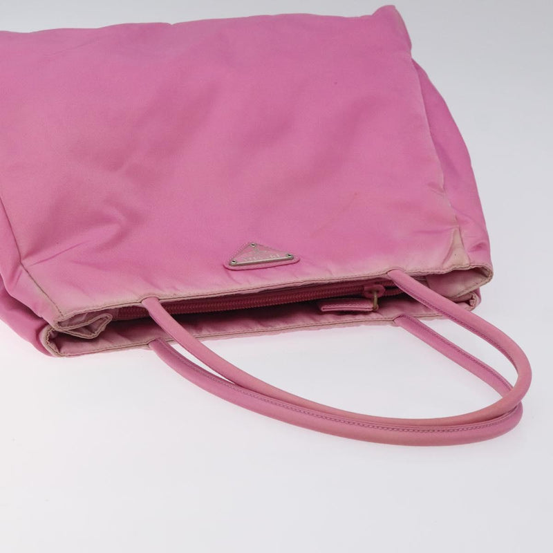 PRADA Hand Bag Nylon Pink Silver Auth 120133