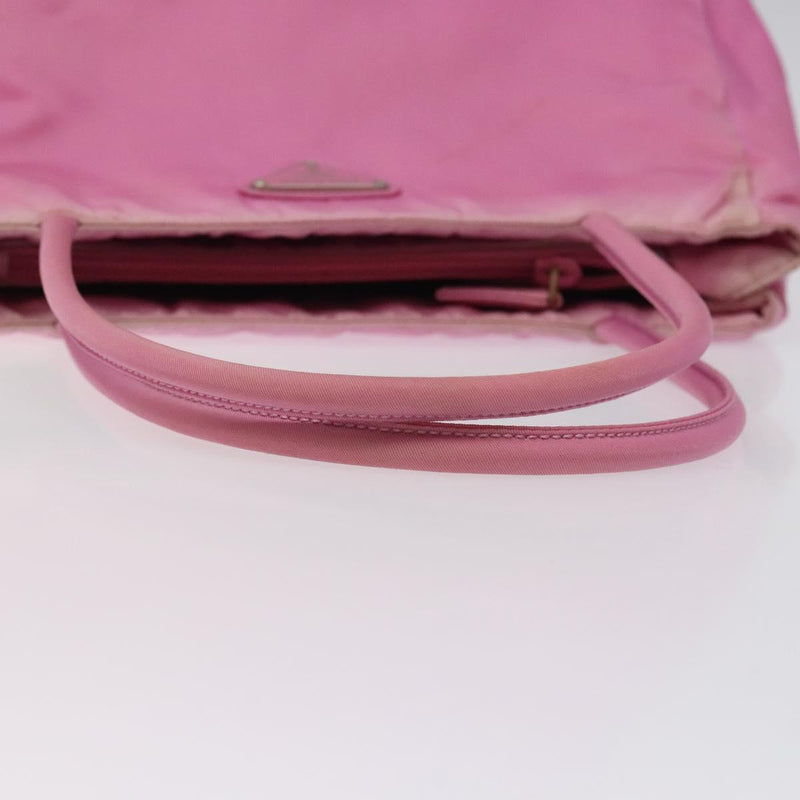 PRADA Hand Bag Nylon Pink Silver Auth 120133