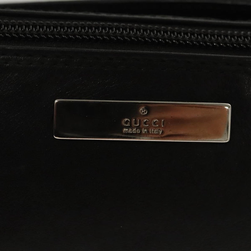 GUCCI Accessory Pouch Leather Black Silver 039 1103 Auth 120134