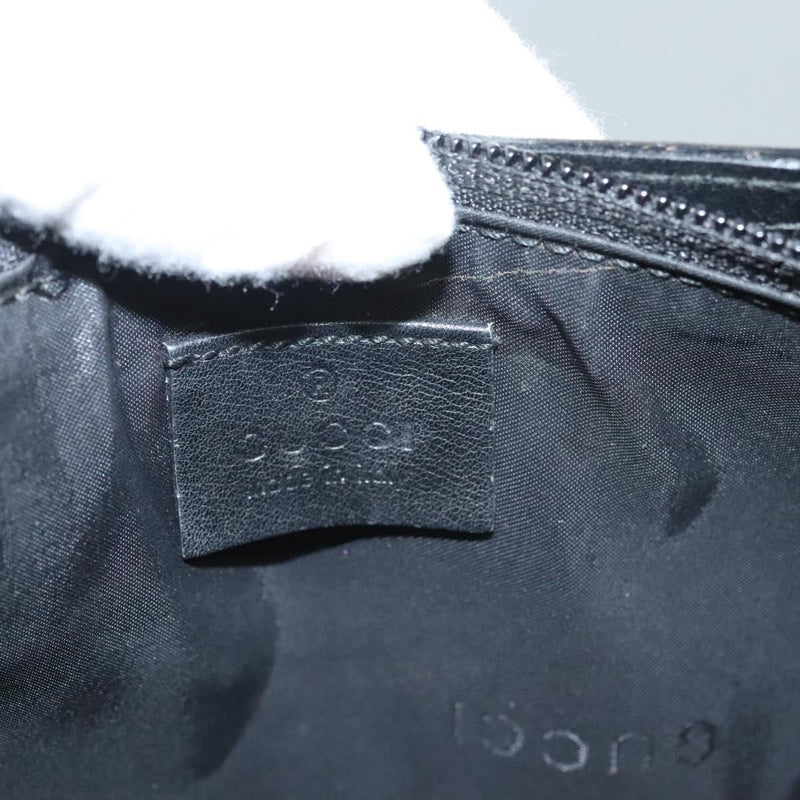 GUCCI Accessory Pouch Leather Black Silver 039 1103 Auth 120134