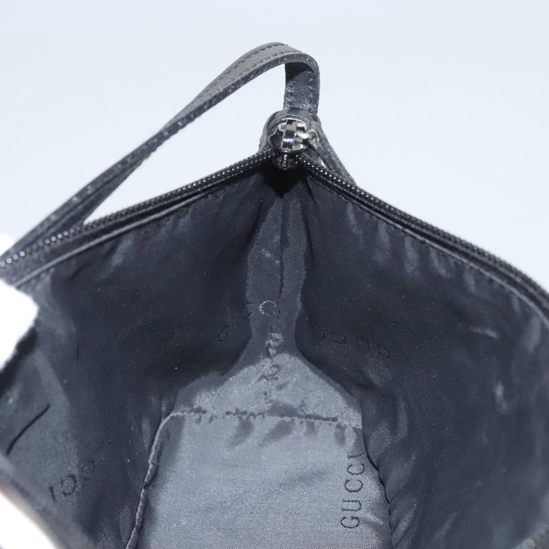 GUCCI Accessory Pouch Leather Black Silver 039 1103 Auth 120134