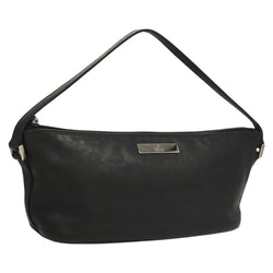 GUCCI Accessory Pouch Leather Black Silver 039 1103 Auth 120134