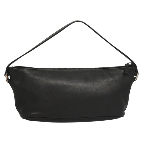 GUCCI Accessory Pouch Leather Black Silver 039 1103 Auth 120134