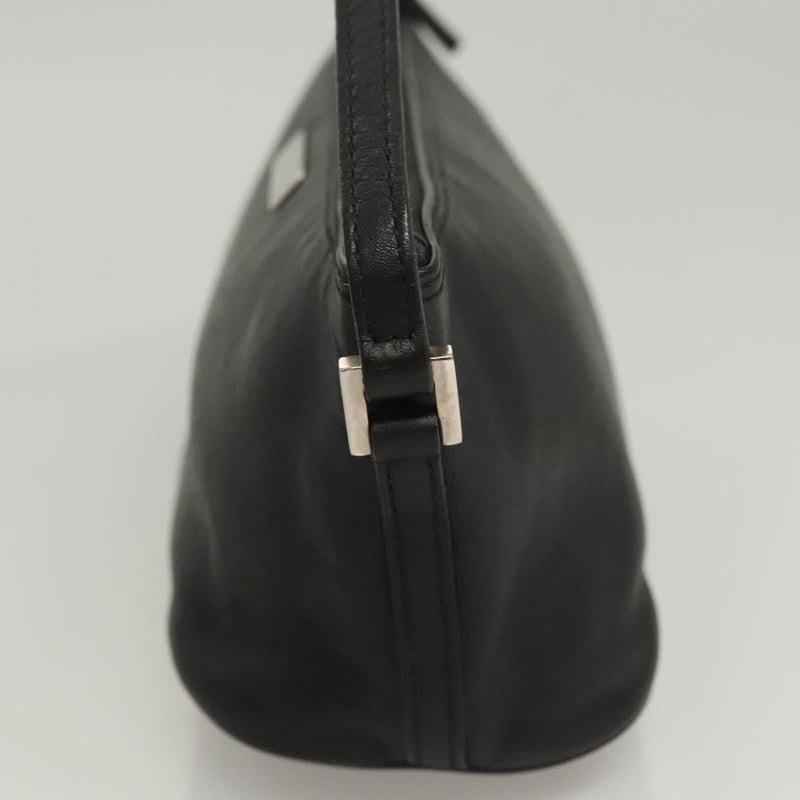 GUCCI Accessory Pouch Leather Black Silver 039 1103 Auth 120134