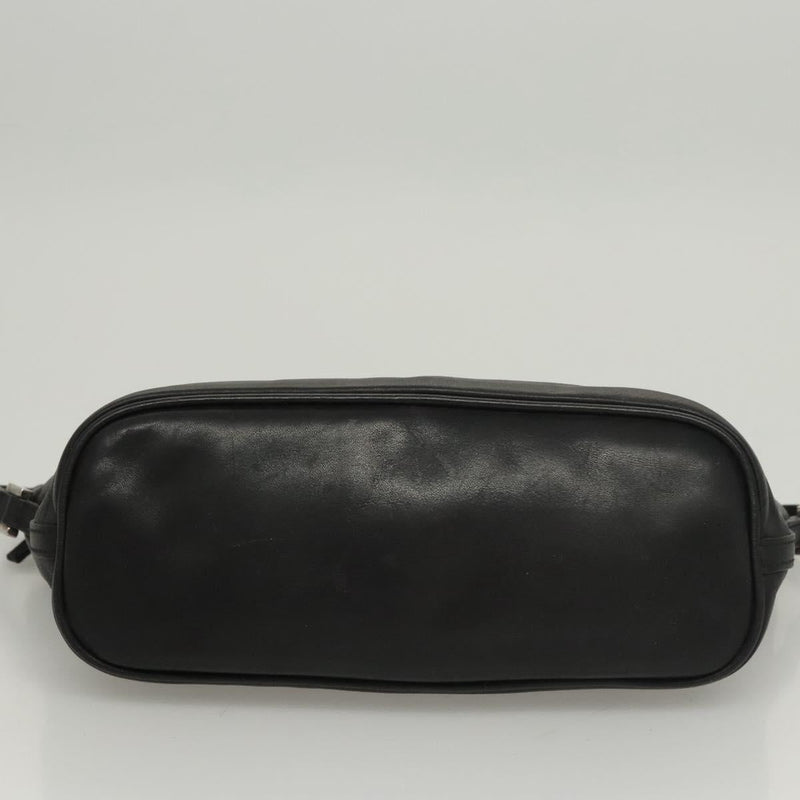 GUCCI Accessory Pouch Leather Black Silver 039 1103 Auth 120134