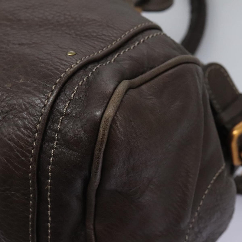 Chloe Paddington Shoulder Bag Leather Brown Gold Silver Auth 120155