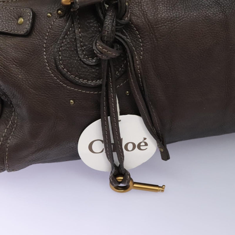 Chloe Paddington Shoulder Bag Leather Brown Gold Silver Auth 120155