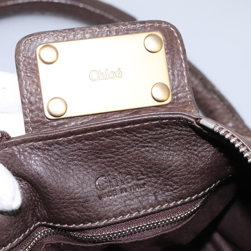Chloe Paddington Shoulder Bag Leather Brown Gold Silver Auth 120155