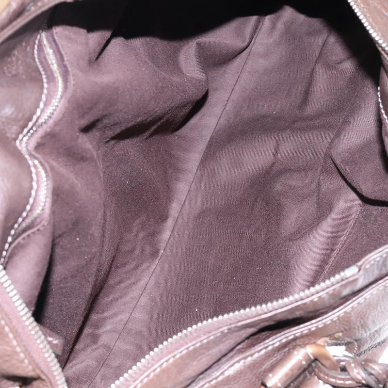 Chloe Paddington Shoulder Bag Leather Brown Gold Silver Auth 120155