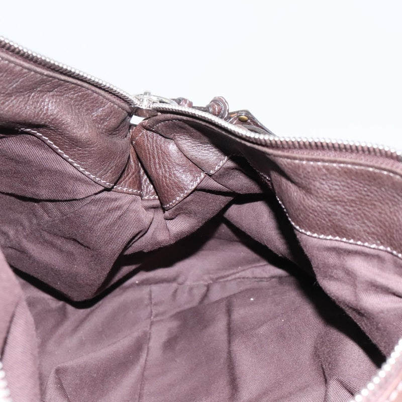 Chloe Paddington Shoulder Bag Leather Brown Gold Silver Auth 120155