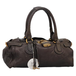 Chloe Paddington Shoulder Bag Leather Brown Gold Silver Auth 120155
