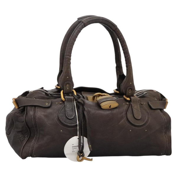 Chloe Paddington Shoulder Bag Leather Brown Gold Silver Auth 120155