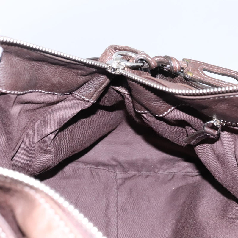 Chloe Paddington Shoulder Bag Leather Brown Gold Silver Auth 120155