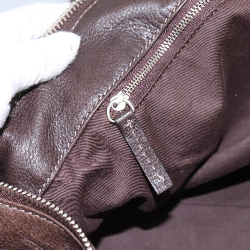 Chloe Paddington Shoulder Bag Leather Brown Gold Silver Auth 120155