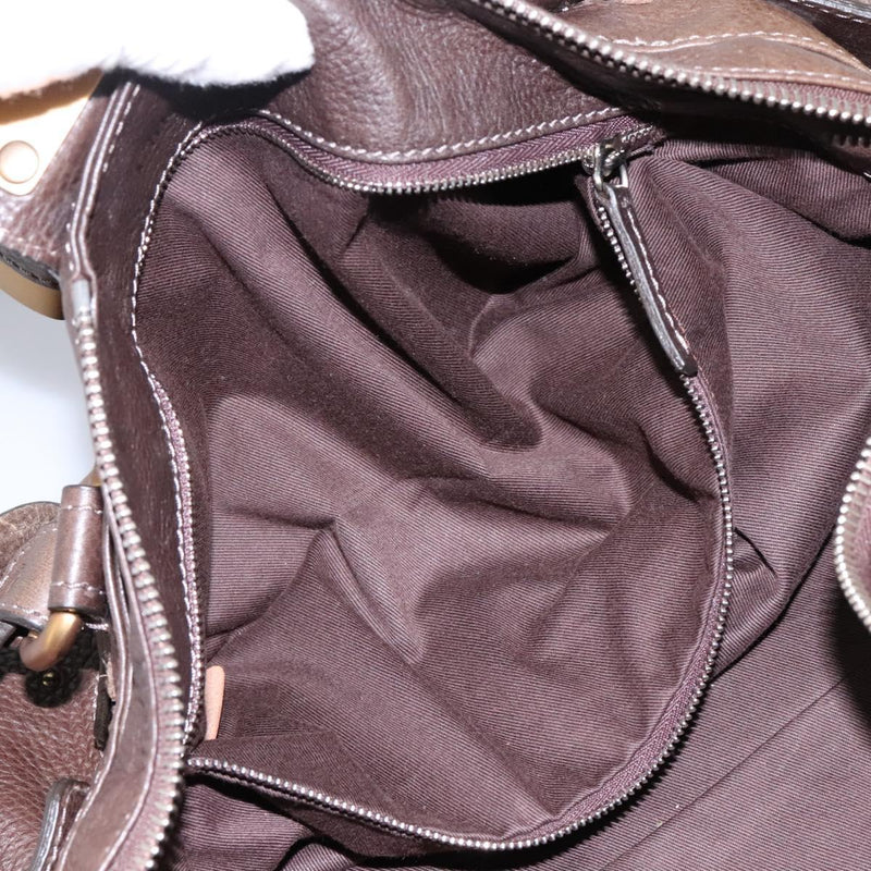 Chloe Paddington Shoulder Bag Leather Brown Gold Silver Auth 120155