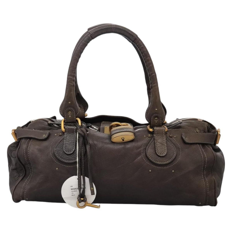Chloe Paddington Shoulder Bag Leather Brown Gold Silver Auth 120155