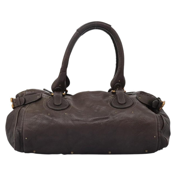 Chloe Paddington Shoulder Bag Leather Brown Gold Silver Auth 120155