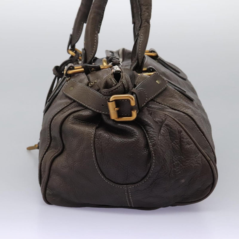 Chloe Paddington Shoulder Bag Leather Brown Gold Silver Auth 120155