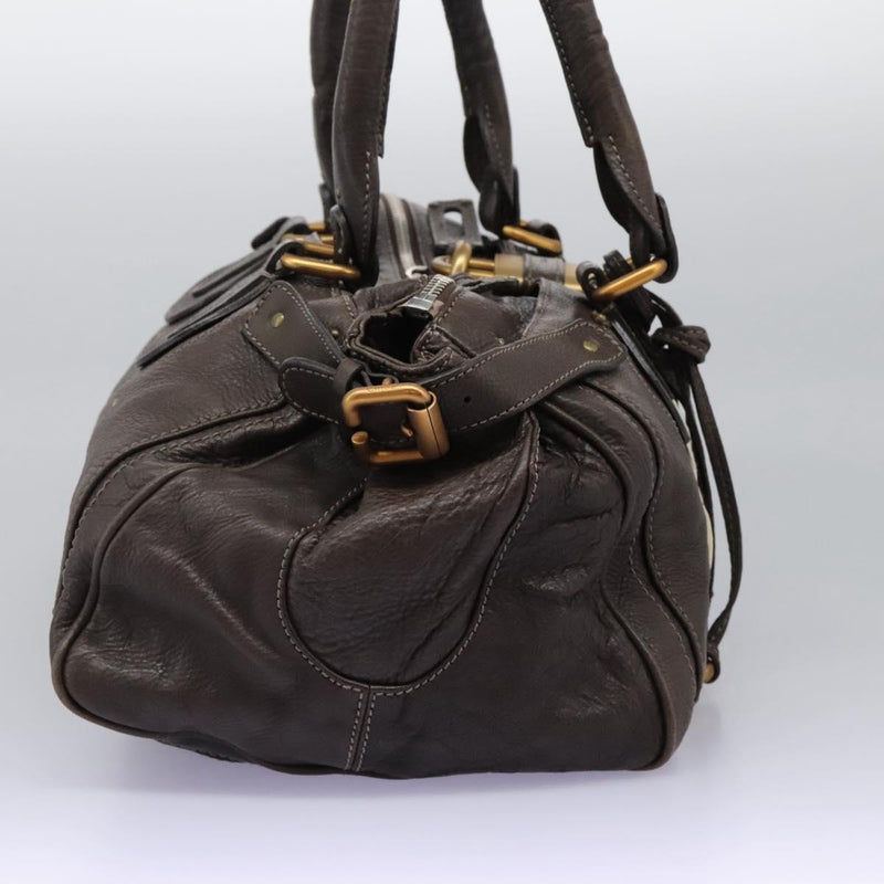 Chloe Paddington Shoulder Bag Leather Brown Gold Silver Auth 120155