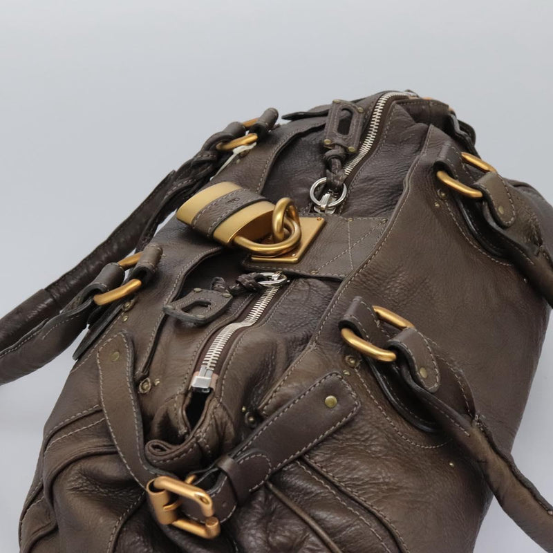 Chloe Paddington Shoulder Bag Leather Brown Gold Silver Auth 120155