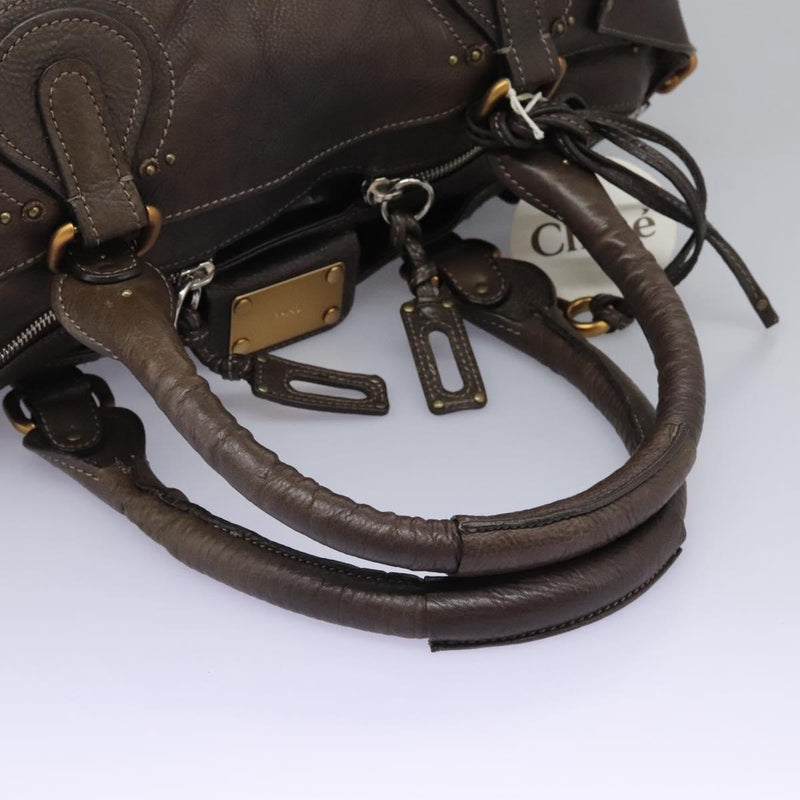 Chloe Paddington Shoulder Bag Leather Brown Gold Silver Auth 120155