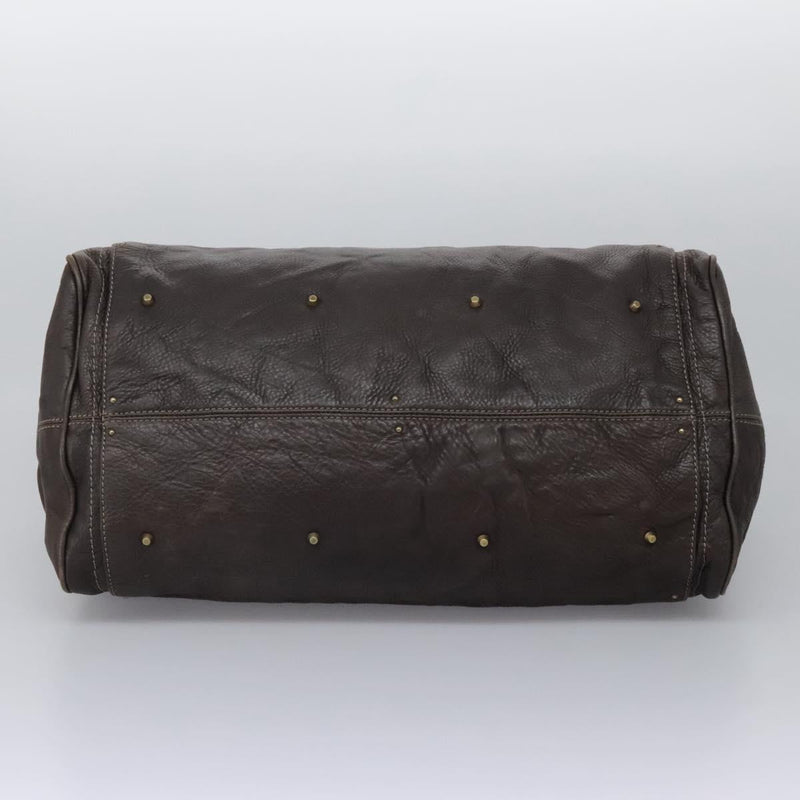 Chloe Paddington Shoulder Bag Leather Brown Gold Silver Auth 120155