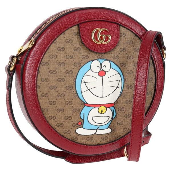 GUCCI GG Supreme Doraemon Collaboration Bag PVC Beige Gold 625216 Auth 120169M