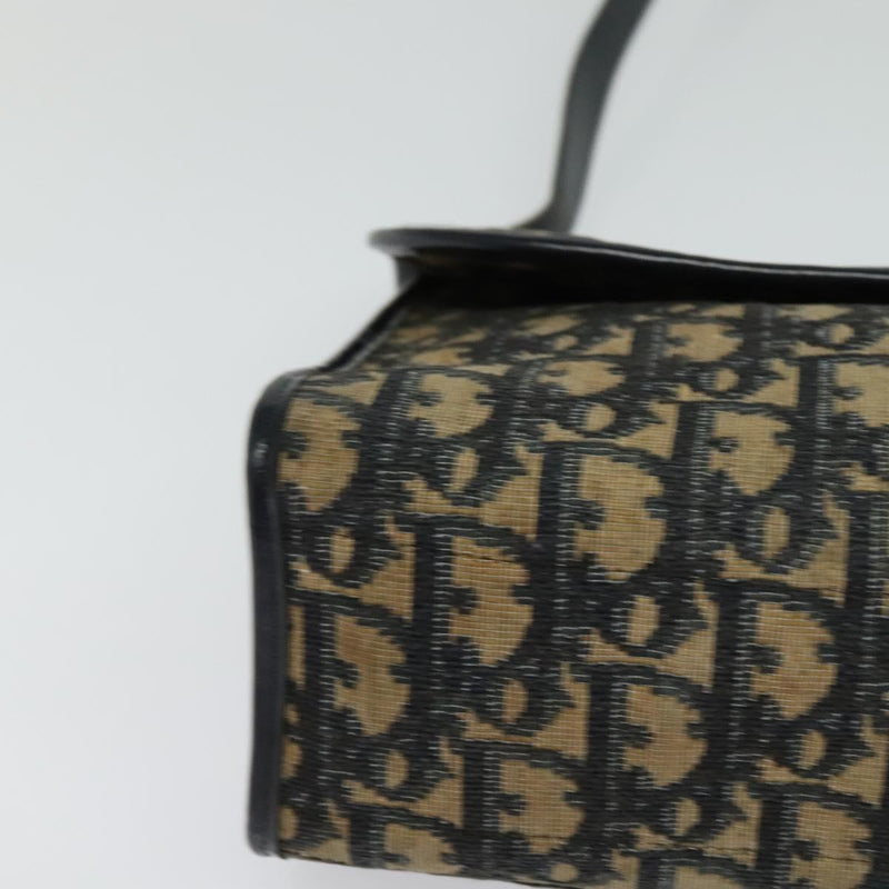 Christian Dior Trotter Canvas Shoulder Bag Navy Gold Auth 120192