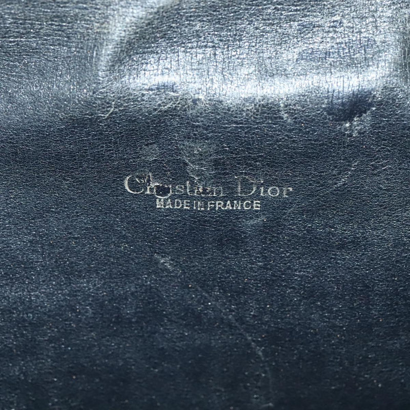 Christian Dior Trotter Canvas Shoulder Bag Navy Gold Auth 120192