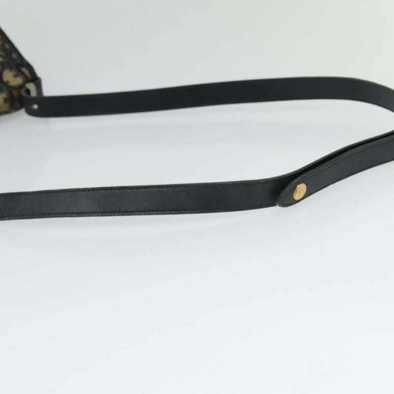 Christian Dior Trotter Canvas Shoulder Bag Navy Gold Auth 120192