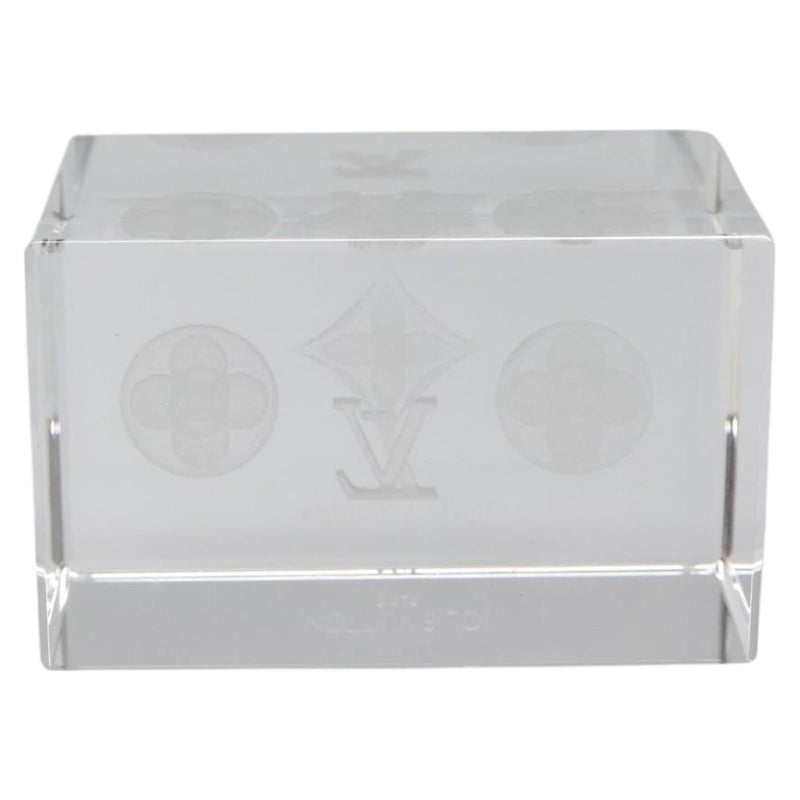 LOUIS VUITTON Paper Weight Glass Clear LV Auth 120233