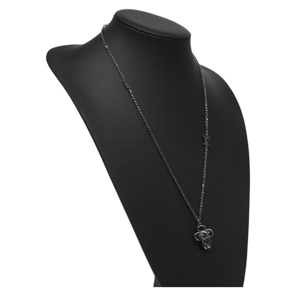 LOUIS VUITTON Pendant Vivienne Necklace metal Silver Tone M00831 LV Auth 120237