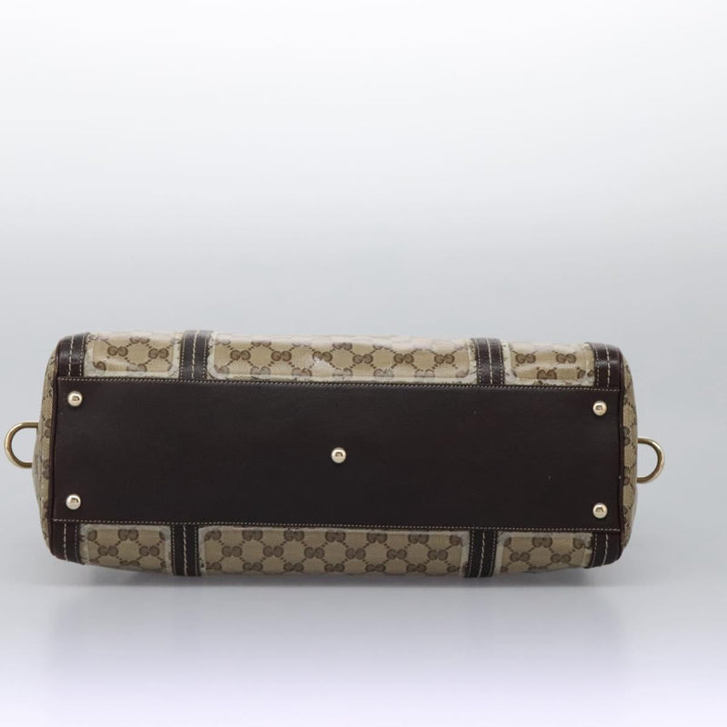 GUCCI GG Crystal Hand Bag Brown Gold 181488 Auth 120356